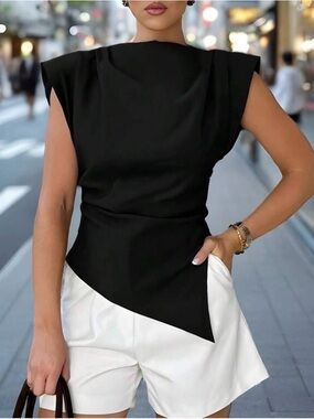 SHEIN black draped sleeveless top